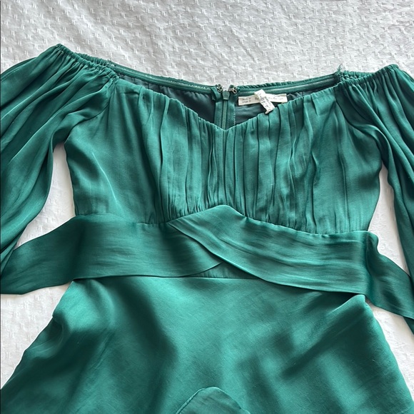 Lulu's Green Puff Sleeve Off The Shoulder Mini Dress - Picture 2 of 9